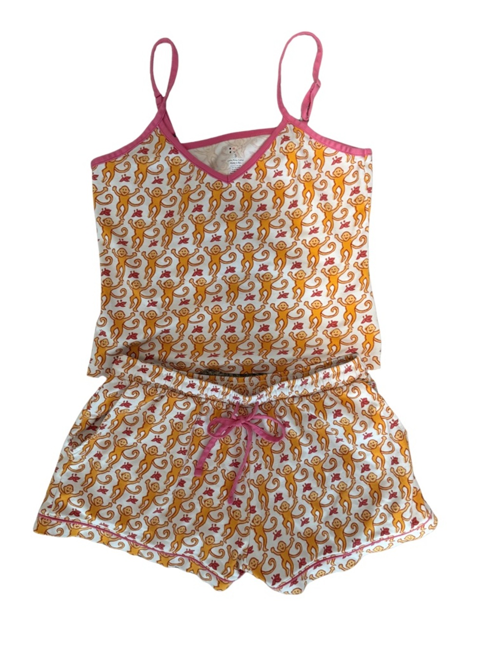 Roller Rabbit Pink & Yellow Monkey-Print Cami Pajama Set Mischa Set